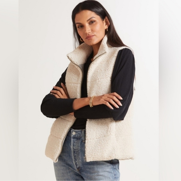 Anthropologie Dylan Cream Sherpa Vest - Picture 1 of 8